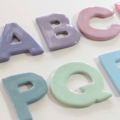 Ceramic letter decorations