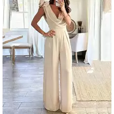 Fashion Jumpsuits for Women Casual Lace Up Slim Sleeveless Lady Office Wide Legs