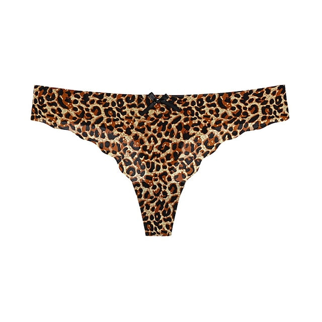 Chic & Comfortable: Women's Low-Waist Leopard Print Thong Underwear