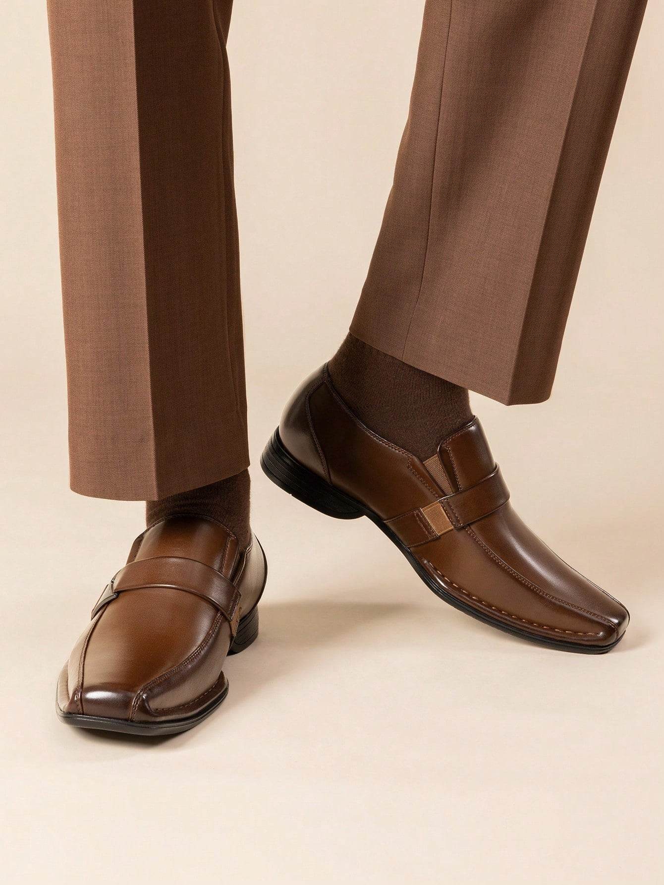 **"Men's Elegant Leather Slip-On Dress Loafers - Comfortable Formal Moccasins"**