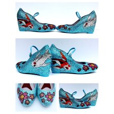 Koi & Cherry Blossom Crystal Mary Jane Wedges