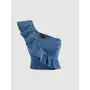 Chic Denim Ruffle Shoulder ...
