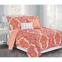  Brilliance Paisley 5-Piece Cotton Quilt Set Orange and Coral Twin