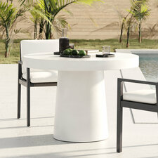 Prevelly 43" Concrete Round Dining Table, White