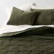 View Organic Cotton Linen Velvet Ficus Green King Quilt - image 1 of 8