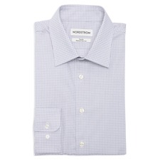 Nordstrom Trim Fit Jocko Check Premium Non Iron Cotton Dress Shirt, Main, color, Grey Jocko Pat