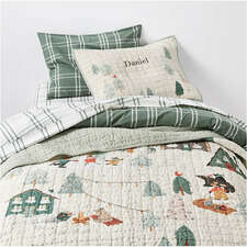 View Winter Village Kantha Christmas Kids Twin Quilt - image 1 of 9