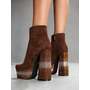 Chic Coffee Ankle Boots: Rh...