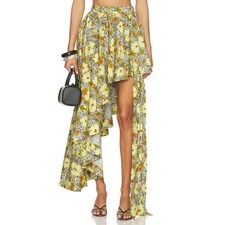 Female Model wearing Alemais Orange Blossom Asymmetric Skirt Skirts. Showing image 1 of 6