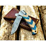 Damascus Pocket Knife with ...