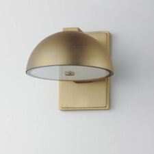 Dremann Single Light Dome Outdoor LED Wall Light, 7" H x 7" W x 8.75" D, Gold