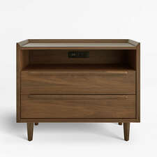 View Tate 32" Walnut Charging Nightstand - image 1 of 11
