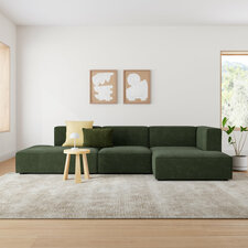 Shonnard 3 - Piece Modular Upholstered Chaise L-Sectional, Right Hand Facing, Olive Green Performance Corduroy