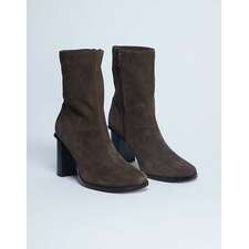 Topshop Nellie Chocolate Brown Real Suede Heeled Ankle Boots for Chic Style