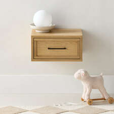 View Oliver Natural Oak Wood Floating Kids Nightstand with Drawer - image 1 of 8