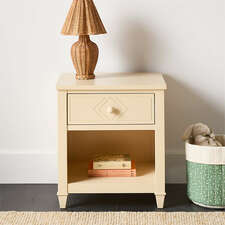 View Soleil Buttercream Wood Kids Nightstand with Drawer by Sharland England - image 1 of 8