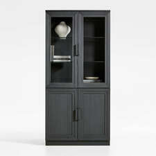 View Calypso 36" Black Wood Storage Cabinet with Glass and Wood Doors - image 1 of 10