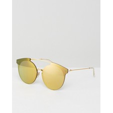  Round High Bar Sunglasses With Laid On Rose Gold Lens