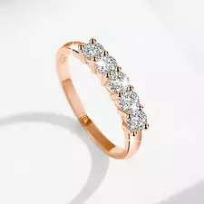 With Certficate 18K Solid Rose Gold Ring For Women 5 Stone AU 750 Luxury Wedding Band Jewelry With Stamp Trendy Engagement Gift