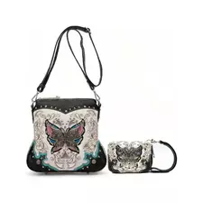 Charming Butterfly &amp; Flower Spring Clutch Purse with Mini Wallet - Stylish Crossbody Bag for Women