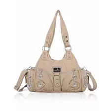 Chic Angel Kiss Women's Hobo Shoulder Bag - Stylish Vagen Leather Multi-Pocket Tote with Zipper