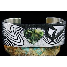 Alton Bedonie Damele Spiderweb Turquoise Bracelet