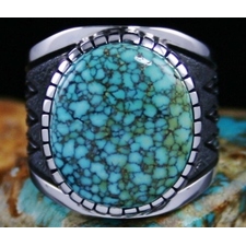 Alton Bedonie Blue Moon Spiderweb Turquoise Ring