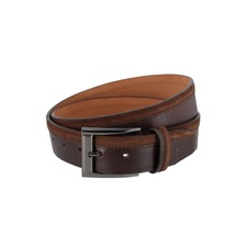 Trafalgar Santiago Mixed Genuine Leather Stitched 38mm Casual Belt, Main, color, Brown