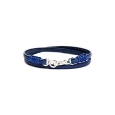 Caputo &amp; Co. Men's Macramé Leather Double Wrap Bracelet, Main, color, Dark Navy
