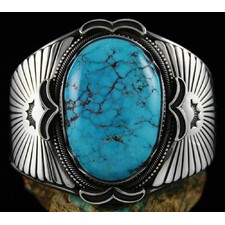 Sammie Kescoli Begay Blue Gem Turquoise Ingot Bracelet