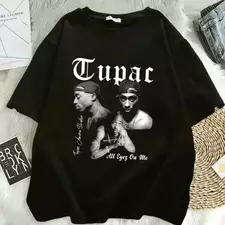Summer Fashion T-shirt Rapper Tupac Top Hip-hop Street T-shirt with Printed Patterns Short-sleeved T-shirt for Men and Women