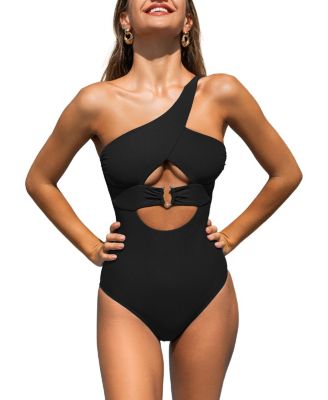 Women's Alluring One-Shoulder One-Piece Swimsuit with Cutouts