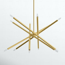 Poco 12 - Light Sputnik Modern Linear Chandelier, Satin Brass