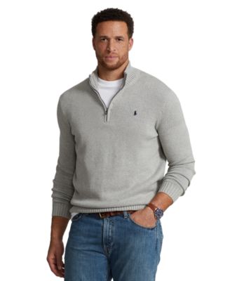  Men's Big &amp; Tall Cotton Quarter-Zip Sweater