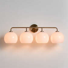 View Arren Brass 4-Light Wall Sconce Light with Milk Glass Round Shade - image 1 of 7