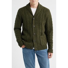 Wool Blend Fisherman Cardigan, Main, color, Moss