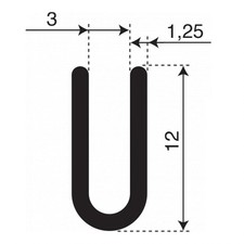 U Profiel | Ø 3mm inwendig | hoogte 12mm | dikte 1,25mm