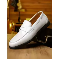Comfortable Men's One-Step Loafers with Durable PU Upper and Rubber Sole for Casual Style
