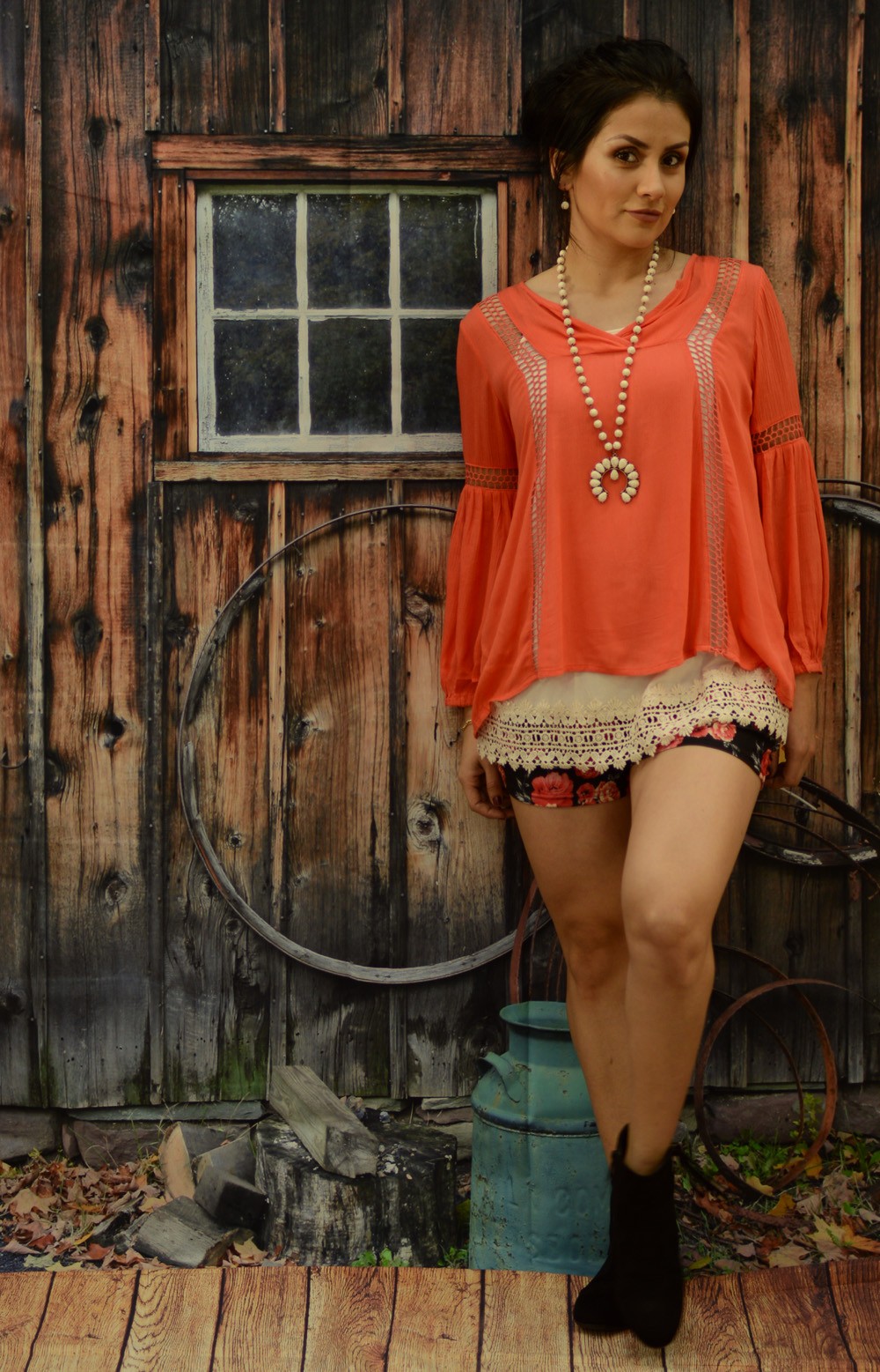 Women coral color  long sle...