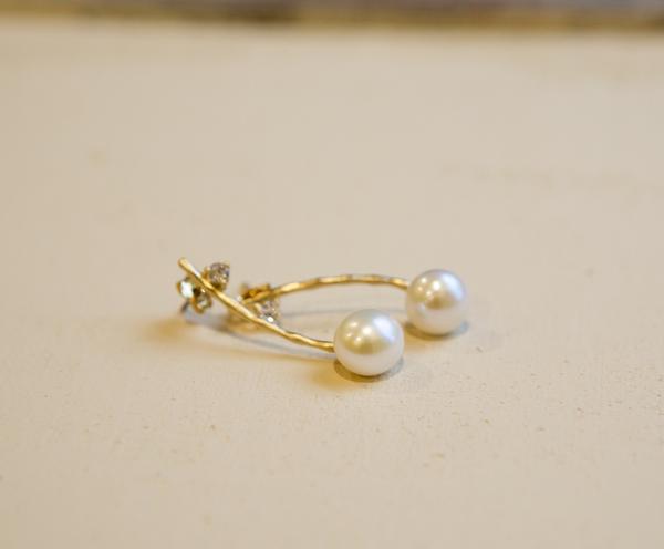 White Pearl Gold Plated Ear...
