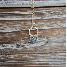 "Dreamcatcher" White Magnesite/ Blue Turquoise Gold Filled Necklace