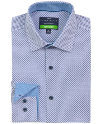  Men's Recycled Slim Fit Zig Zag Performance Stretch Cooling Comfort Dress Shirt