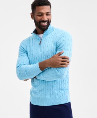  Men's Cable-Knit Quarter-Zip Sweater