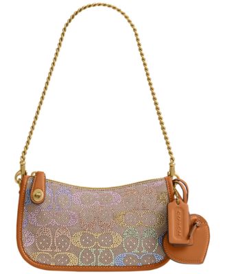 Swinger Small Crystal Signature Jacquard Bag 20 with Chain 