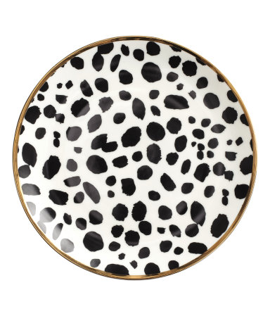 Leopard-print Porcelain Plate | White/black | Home | H&M US