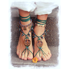 Tribal TREE BAREFOOT SANDALS Forest Fairy artisan sandals Tree hugger foot jewelry Bohemian Shoes Tribal Wedding Yggdrasil Naturalist