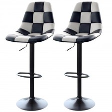 AmeriHome BSRACEWSET White Checkered Racing Bar Chairs - 2 Piece
