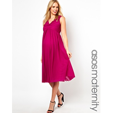 Image 1 of ASOS Maternity Exclusive Midi Dress With Knot Front And V Back