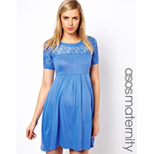 Image 1 of ASOS Maternity Exclusive Knitted Dress With Lace Insert