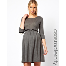 Image 1 of ASOS Maternity Exclusive Knitted Fit And Flare Dress With Panda Elbow Patch